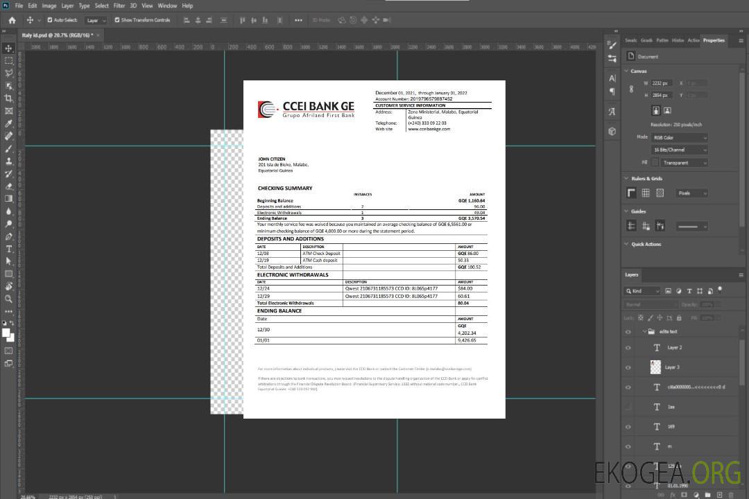 Modèle de relevé bancaire CCEI de Guinée équatoriale, format Word et PDF template Modèle de relevé bancaire CCEI de Guinée équatoriale, format Word et PDF template